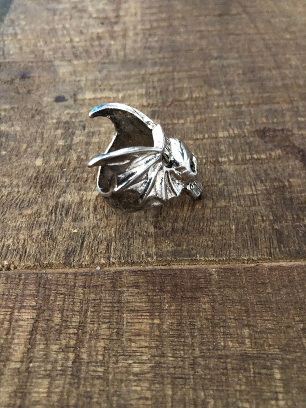 Vintage Unisex Silver Toned Motor Cycles Skull Ring - Picture 7 of 13